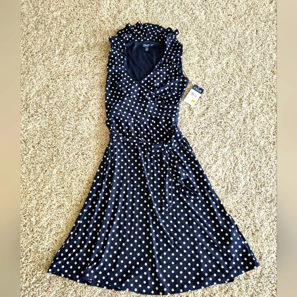 Chaps polkadot summer dress. Navy. Small. NWT